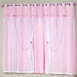 Cortina  para Varão Rainha 2,00m x 1,70m Sala Quarto Linha Nobre - Rosa