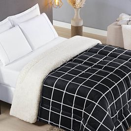 Edredom Coberdrom Austim King Original Sherpa e Manta - Preto