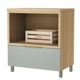 Balcão Forno 1 Gaveta 80cm 100% MDF Marquesa Nesher | Nature/Verde (S/V)