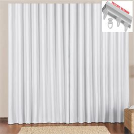 Cortina 3 Mts Sala Quarto Escritório Blackout Original para Trilho Suisso - Gelo