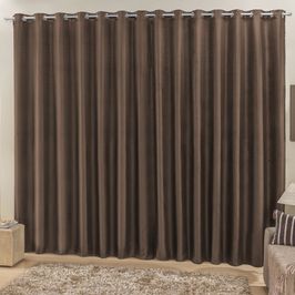 Cortina 2 Mts Sala Quarto Escritório Ráfia Trilho Comum Baratissima Tabaco
