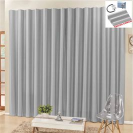 Cortina 3 Mts Sala Quarto Escritório Blackout Original para Trilho Comum - Cinza