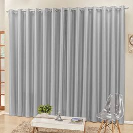 Cortina 3 Mts Sala Quarto Escritório Blackout para Varão - Cinza