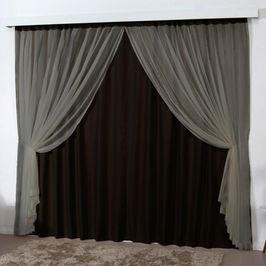 Cortina 3 Mts Sala Quarto Escritório Blackout Voal Trilho Suisso - Tabaco
