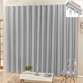 Cortina 4 Mts Sala Quarto Escritório Blackout Original para Trilho Suisso - Cinza