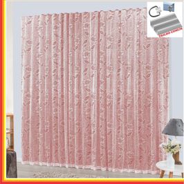 Cortina Charme em Renda com Voal 3,00 x 2,50 Para Trilho Comum - Vermelha