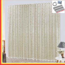 Cortina Charme em Renda com Voal 4,00 x 2,50 Para Trilho Comum - Palha