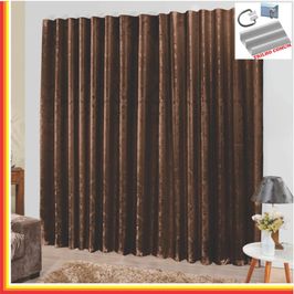 Cortina Tropical em Jacquard 4,00 x 2,70 Para Trilho Comum - Tabaco