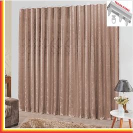 Cortina Tropical em Jacquard 4,00 x 2,70 Para Trilho Suisso - Bege