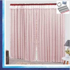 Cortina Romantic Semiblackout e Voal 2,00 x 1,70 Para Trilho Comum - Vermelha