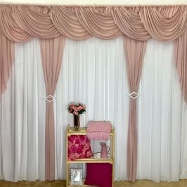 Cortina Idealle para Varão em Malha 4,00m x 2,60m Sala Quarto Top - Rosê