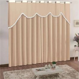 Cortina Celine para Varão em Malha 2,00m x 1,70m Sala Quarto - Palha