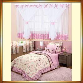 Kit decoração p/ Quarto de Criança = Cobre leito Ariela + Cortina Dengosa