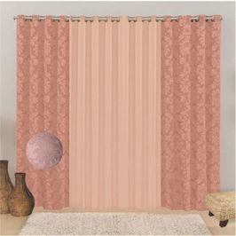 Cortina firenze para Varão em Jaquard 3,00m x 2,60m Sala Quarto - Rosê