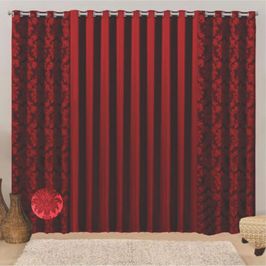 Cortina firenze para Varão em Jaquard 3,00m x 2,60m Sala Quarto - Vermelha