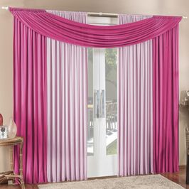 Cortina Tendência 2,00m x 1,70m para Varão em Malha Sala Quarto - Pink