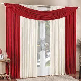 Cortina Tendência 2,00m x 1,70m para Varão em Malha Sala Quarto - Vermelho