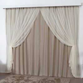 Cortina Mirage 2 Mts Sala Quarto Blackout Voal Trilho Comum - Avelã
