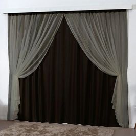 Cortina Mirage 2 Mts Sala Quarto Blackout Voal Trilho Suisso - Tabaco
