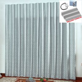 Cortina em Jacquard Degradê 2,00 x 1,70 Para Trilho Comum - Cinza
