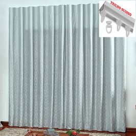 Cortina em Jacquard Degradê 3,00 x 2,70 Para Trilho Suisso - Cinza