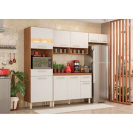 Armário de Cozinha Completa 330cm Branco/Cinza Agata Madesa 02