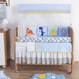 Kit para Berço Bebê Dinossauro 10 Peças - Azul