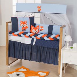Kit para Berço Bebê Rapozinha 13 Peças - Azul