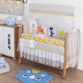 Kit para Berço Bebê Dinossauro 10 Peças - Cinza