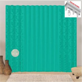 Cortina firenze para Trilho Suisso em Jaquard 3,00m x 2,60m Sala Quarto - Verde