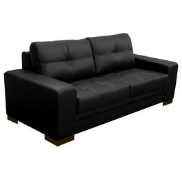 Sofá 3 Lugares Sala de Estar Milano 210cm Couro Preto G58 - Gran Belo