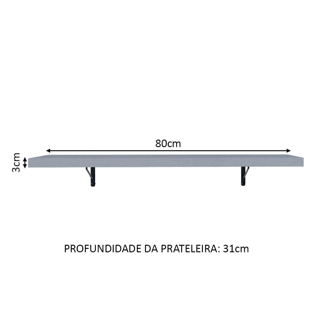 Kit 2 Prateleiras Suspensas para Cozinha Madesa 80 cm com Mão Francesa -  Cinza