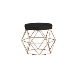Puff Decorativo Base Gold Elsa Veludo Preto G41 - Gran Belo