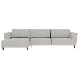 Sofá 290cm com Chaise Esquerda Franz Suede Cinza G52 - Gran Belo