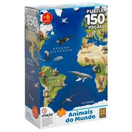 Quebra Cabeça 150 Peças Animais Do Mundo Grow 03108
