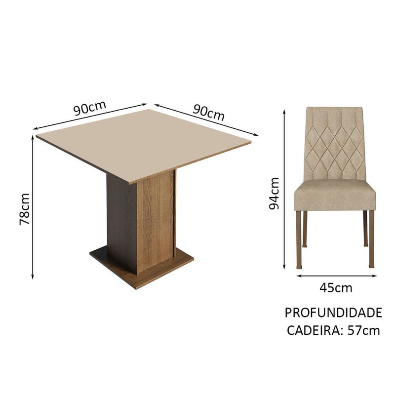 Conjunto Sala de Jantar Mesa Tampo de Madeira 4 Cadeiras  Rustic/Cinza/Silver Livia Madesa - Madesa Móveis