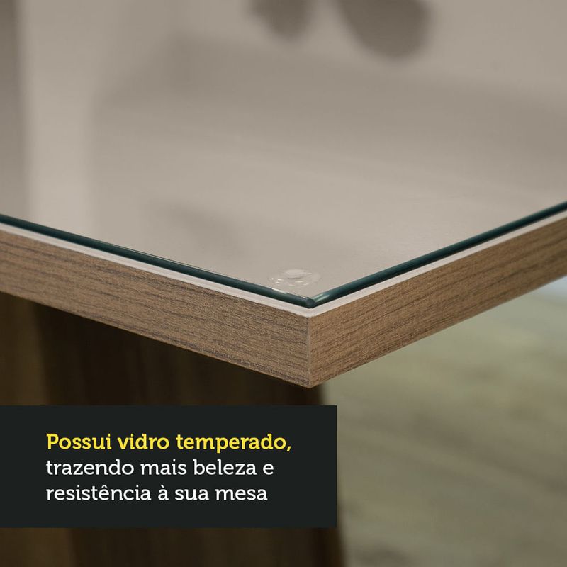 Conjunto Sala de Jantar Mesa Tampo de Vidro 4 Cadeiras  Rustic/Crema/Imperial Anaju Madesa - Madesa Móveis