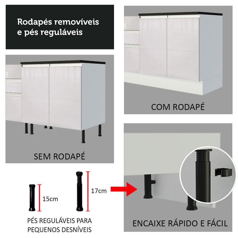 Kit com 2 Balcões de Cozinha Madesa Acordes 100% MDF (Sem Tampo e