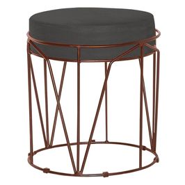 Puff Decorativo Sala de Estar Base Bronze Chloe Suede Cinza G41 - Gran Belo
