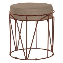 Puff Decorativo Sala de Estar Base Bronze Chloe Suede Cappuccino G41 - Gran Belo