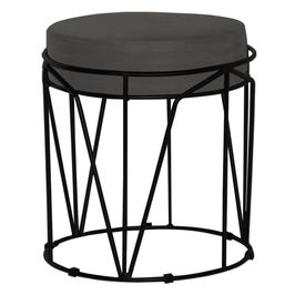 Puff Decorativo Sala de Estar Base Preto Chloe Suede Cinza G41 - Gran Belo
