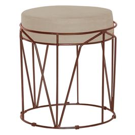 Puff Decorativo Sala de Estar Base Bronze Chloe Veludo Bege G41 - Gran Belo