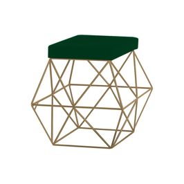 Puff Decorativo Sala de Estar Base Gold Trixie Suede Verde G41 - Gran Belo