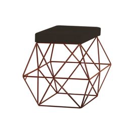 Puff Decorativo Sala de Estar Base Bronze Trixie Suede Marrom G41 - Gran Belo