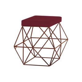 Puff Decorativo Sala de Estar Base Bronze Trixie Suede Bordô G41 - Gran Belo