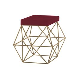 Puff Decorativo Sala de Estar Base Gold Trixie Suede Bordô G41 - Gran Belo
