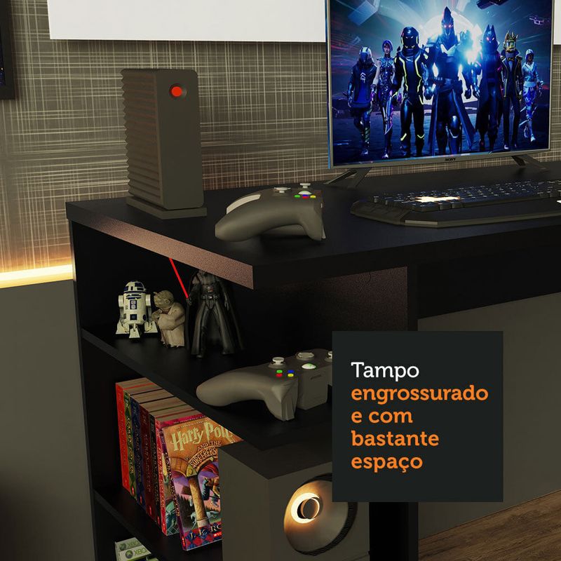 Mesa Gamer L Suporte de Acessórios 80x30cm Kala Oferta