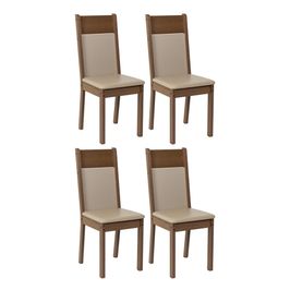 Kit 4 Cadeiras 4280 Madesa Rustic/Crema/Sintético Bege Rustic/Crema/Pérola