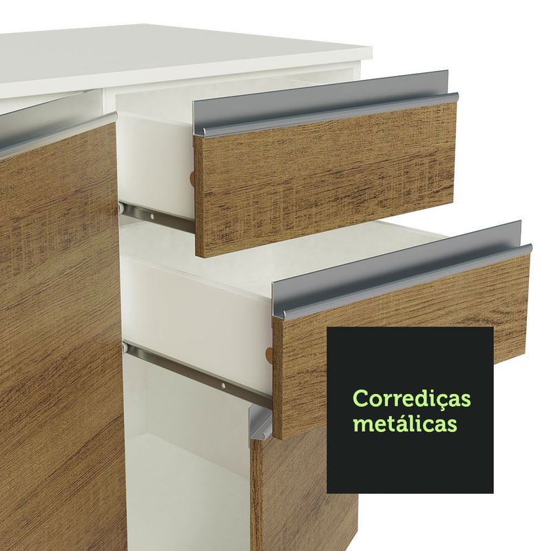 Armário de Cozinha Completa de Canto 100% MDF 448cm Branco/Rustic