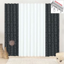 Cortina firenze para Trilho Suisso em Jaquard 3,00m x 2,60m Sala Quarto - Preta
